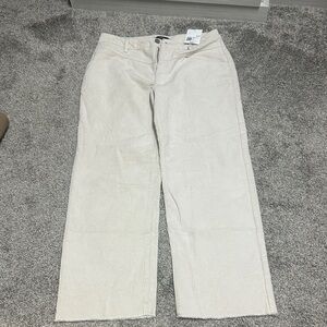 Forever 21 Women's Cream Corduroy Wide Leg Pants